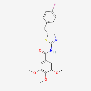 molecular formula C20H19FN2O4S B3473828 N-[5-[(4-fluorophenyl)methyl]-1,3-thiazol-2-yl]-3,4,5-trimethoxybenzamide 