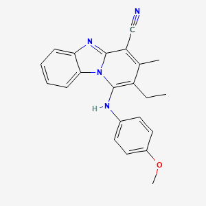 molecular formula C22H20N4O B3473844 2-ETHYL-1-(4-METHOXYANILINO)-3-METHYLPYRIDO[1,2-A][1,3]BENZIMIDAZOL-4-YL CYANIDE 