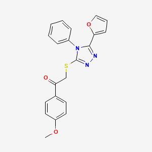 molecular formula C21H17N3O3S B3473846 2-{[5-(2-furyl)-4-phenyl-4H-1,2,4-triazol-3-yl]thio}-1-(4-methoxyphenyl)ethanone 