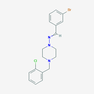 molecular formula C18H19BrClN3 B3473858 1-(3-bromophenyl)-N-{4-[(2-chlorophenyl)methyl]piperazin-1-yl}methanimine 