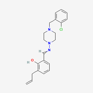 molecular formula C21H24ClN3O B3473876 2-[[4-[(2-Chlorophenyl)methyl]piperazin-1-yl]iminomethyl]-6-prop-2-enylphenol 