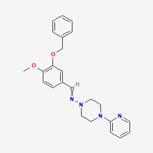 molecular formula C24H26N4O2 B3473885 1-(4-methoxy-3-phenylmethoxyphenyl)-N-(4-pyridin-2-ylpiperazin-1-yl)methanimine 