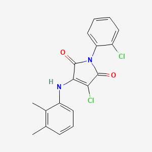 molecular formula C18H14Cl2N2O2 B3473899 3-CHLORO-1-(2-CHLOROPHENYL)-4-[(2,3-DIMETHYLPHENYL)AMINO]-2,5-DIHYDRO-1H-PYRROLE-2,5-DIONE 