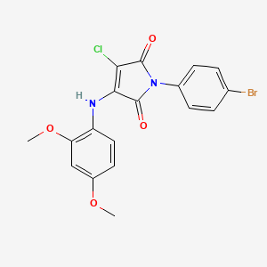 molecular formula C18H14BrClN2O4 B3473942 1-(4-BROMOPHENYL)-3-CHLORO-4-[(2,4-DIMETHOXYPHENYL)AMINO]-2,5-DIHYDRO-1H-PYRROLE-2,5-DIONE 