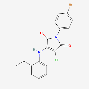 molecular formula C18H14BrClN2O2 B3473948 1-(4-BROMOPHENYL)-3-CHLORO-4-[(2-ETHYLPHENYL)AMINO]-2,5-DIHYDRO-1H-PYRROLE-2,5-DIONE 