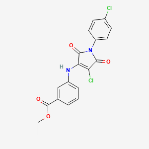 molecular formula C19H14Cl2N2O4 B3473973 Ethyl 3-[[4-chloro-1-(4-chlorophenyl)-2,5-dioxopyrrol-3-yl]amino]benzoate 