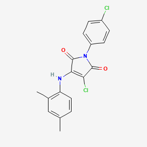 molecular formula C18H14Cl2N2O2 B3473996 3-CHLORO-1-(4-CHLOROPHENYL)-4-[(2,4-DIMETHYLPHENYL)AMINO]-2,5-DIHYDRO-1H-PYRROLE-2,5-DIONE 