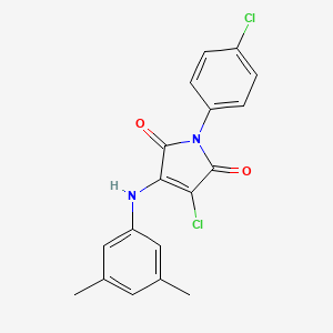 molecular formula C18H14Cl2N2O2 B3474009 3-CHLORO-1-(4-CHLOROPHENYL)-4-[(3,5-DIMETHYLPHENYL)AMINO]-2,5-DIHYDRO-1H-PYRROLE-2,5-DIONE 