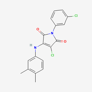 molecular formula C18H14Cl2N2O2 B3474035 3-chloro-1-(3-chlorophenyl)-4-[(3,4-dimethylphenyl)amino]-1H-pyrrole-2,5-dione 