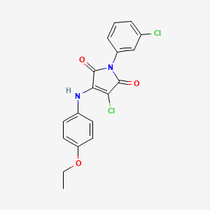 molecular formula C18H14Cl2N2O3 B3474050 3-CHLORO-1-(3-CHLOROPHENYL)-4-[(4-ETHOXYPHENYL)AMINO]-2,5-DIHYDRO-1H-PYRROLE-2,5-DIONE 