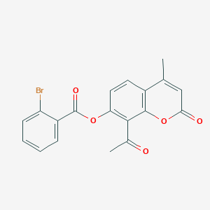 molecular formula C19H13BrO5 B3474079 8-acetyl-4-methyl-2-oxo-2H-chromen-7-yl 2-bromobenzoate 