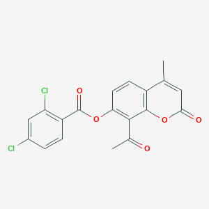 molecular formula C19H12Cl2O5 B3474098 8-Acetyl-4-methyl-2-oxochromen-7-yl 2,4-dichlorobenzoate 