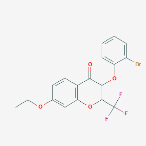 molecular formula C18H12BrF3O4 B3474164 3-(2-bromophenoxy)-7-ethoxy-2-(trifluoromethyl)-4H-chromen-4-one 