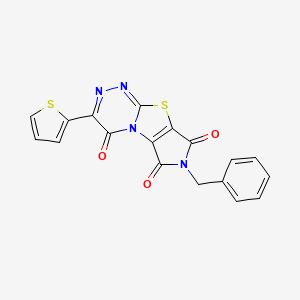 molecular formula C18H10N4O3S2 B3474184 4-benzyl-11-thiophen-2-yl-7-thia-1,4,9,10-tetrazatricyclo[6.4.0.02,6]dodeca-2(6),8,10-triene-3,5,12-trione 