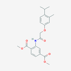 molecular formula C22H25NO6 B3474213 dimethyl 2-{[(4-isopropyl-3-methylphenoxy)acetyl]amino}terephthalate 