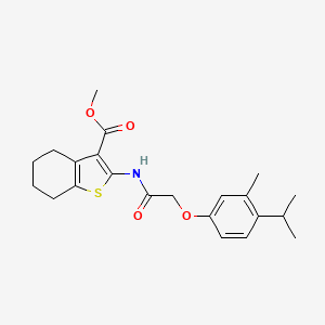 molecular formula C22H27NO4S B3474224 methyl 2-{[(4-isopropyl-3-methylphenoxy)acetyl]amino}-4,5,6,7-tetrahydro-1-benzothiophene-3-carboxylate 