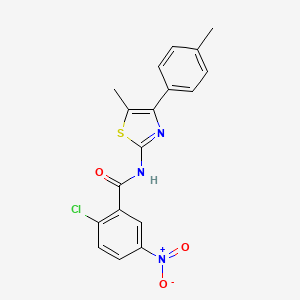 molecular formula C18H14ClN3O3S B3474380 2-chloro-N-[5-methyl-4-(4-methylphenyl)-1,3-thiazol-2-yl]-5-nitrobenzamide 