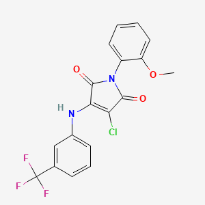 molecular formula C18H12ClF3N2O3 B3474490 3-chloro-1-(2-methoxyphenyl)-4-{[3-(trifluoromethyl)phenyl]amino}-1H-pyrrole-2,5-dione 