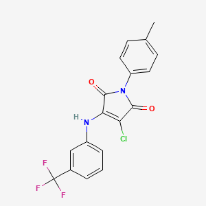 molecular formula C18H12ClF3N2O2 B3474500 3-chloro-1-(4-methylphenyl)-4-{[3-(trifluoromethyl)phenyl]amino}-1H-pyrrole-2,5-dione 