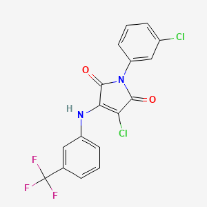 molecular formula C17H9Cl2F3N2O2 B3474502 3-chloro-1-(3-chlorophenyl)-4-{[3-(trifluoromethyl)phenyl]amino}-1H-pyrrole-2,5-dione 