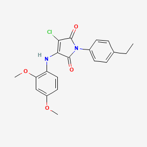 molecular formula C20H19ClN2O4 B3474540 3-chloro-4-[(2,4-dimethoxyphenyl)amino]-1-(4-ethylphenyl)-1H-pyrrole-2,5-dione 