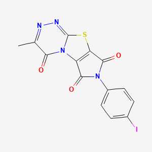 4-(4-iodophenyl)-11-methyl-7-thia-1,4,9,10-tetrazatricyclo[6.4.0.02,6]dodeca-2(6),8,10-triene-3,5,12-trione