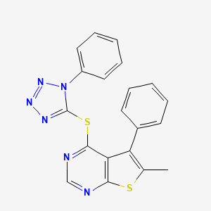 6-Methyl-5-phenyl-4-(1-phenyltetrazol-5-yl)sulfanylthieno[2,3-d]pyrimidine