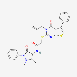 2-[(3-allyl-6-methyl-4-oxo-5-phenyl-3,4-dihydrothieno[2,3-d]pyrimidin-2-yl)thio]-N-(1,5-dimethyl-3-oxo-2-phenyl-2,3-dihydro-1H-pyrazol-4-yl)acetamide