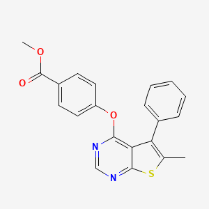 molecular formula C21H16N2O3S B3474637 Methyl 4-({6-methyl-5-phenylthieno[2,3-d]pyrimidin-4-yl}oxy)benzoate 