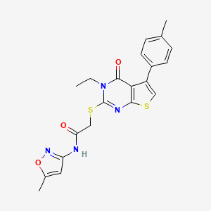 2-{[3-ethyl-5-(4-methylphenyl)-4-oxo-3,4-dihydrothieno[2,3-d]pyrimidin-2-yl]thio}-N-(5-methyl-3-isoxazolyl)acetamide