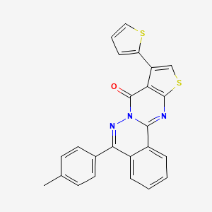 molecular formula C24H15N3OS2 B3474696 8-(4-Methylphenyl)-13-thiophen-2-yl-15-thia-9,10,17-triazatetracyclo[8.7.0.02,7.012,16]heptadeca-1(17),2,4,6,8,12(16),13-heptaen-11-one 