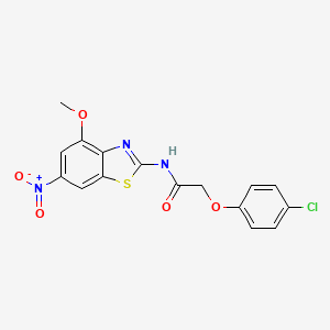 2-(4-chlorophenoxy)-N-(4-methoxy-6-nitro-1,3-benzothiazol-2-yl)acetamide