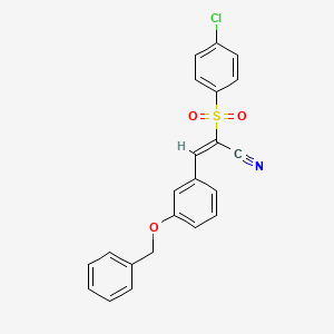 molecular formula C22H16ClNO3S B3474778 (E)-2-(4-chlorophenyl)sulfonyl-3-(3-phenylmethoxyphenyl)prop-2-enenitrile 