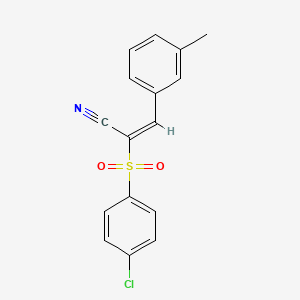 (E)-2-(4-chlorophenyl)sulfonyl-3-(3-methylphenyl)prop-2-enenitrile