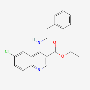 molecular formula C21H21ClN2O2 B3474909 Ethyl 6-chloro-8-methyl-4-[(2-phenylethyl)amino]quinoline-3-carboxylate 