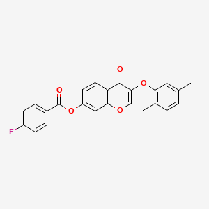 molecular formula C24H17FO5 B3474997 3-(2,5-dimethylphenoxy)-4-oxo-4H-chromen-7-yl 4-fluorobenzoate 