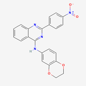 molecular formula C22H16N4O4 B3475055 N-(2,3-dihydro-1,4-benzodioxin-6-yl)-2-(4-nitrophenyl)-4-quinazolinamine 