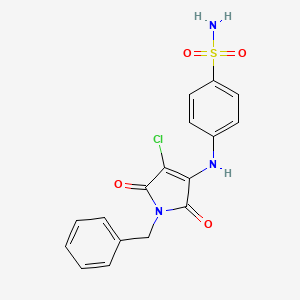 molecular formula C17H14ClN3O4S B3475078 4-[(1-Benzyl-4-chloro-2,5-dioxopyrrol-3-yl)amino]benzenesulfonamide 