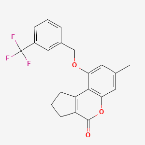 molecular formula C21H17F3O3 B3475121 7-methyl-9-{[3-(trifluoromethyl)benzyl]oxy}-2,3-dihydrocyclopenta[c]chromen-4(1H)-one CAS No. 6625-80-5