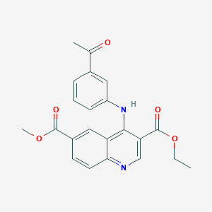 molecular formula C22H20N2O5 B3475283 3-ethyl 6-methyl 4-[(3-acetylphenyl)amino]quinoline-3,6-dicarboxylate 