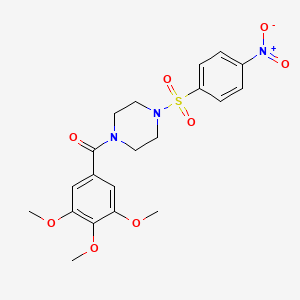 molecular formula C20H23N3O8S B3475332 {4-[(4-NITROPHENYL)SULFONYL]PIPERAZINO}(3,4,5-TRIMETHOXYPHENYL)METHANONE 