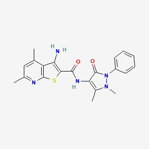 molecular formula C21H21N5O2S B3475419 3-amino-N-(1,5-dimethyl-3-oxo-2-phenyl-2,3-dihydro-1H-pyrazol-4-yl)-4,6-dimethylthieno[2,3-b]pyridine-2-carboxamide 