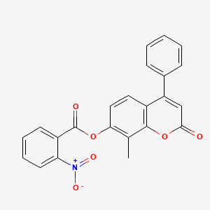 8-methyl-2-oxo-4-phenyl-2H-chromen-7-yl 2-nitrobenzoate