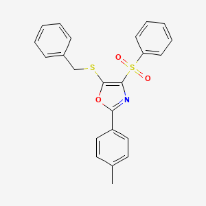 molecular formula C23H19NO3S2 B3475709 5-(benzylthio)-2-(4-methylphenyl)-4-(phenylsulfonyl)-1,3-oxazole 