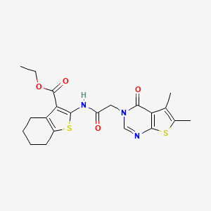 molecular formula C21H23N3O4S2 B3476279 ethyl 2-{[(5,6-dimethyl-4-oxothieno[2,3-d]pyrimidin-3(4H)-yl)acetyl]amino}-4,5,6,7-tetrahydro-1-benzothiophene-3-carboxylate 