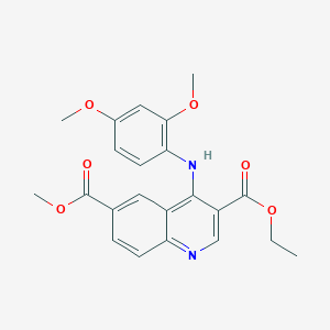 molecular formula C22H22N2O6 B3476421 3-ethyl 6-methyl 4-[(2,4-dimethoxyphenyl)amino]-3,6-quinolinedicarboxylate 