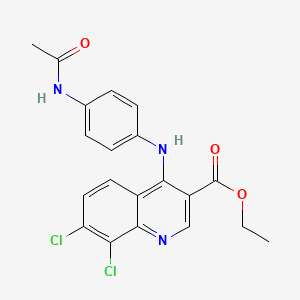 molecular formula C20H17Cl2N3O3 B3476480 ethyl 4-{[4-(acetylamino)phenyl]amino}-7,8-dichloro-3-quinolinecarboxylate 