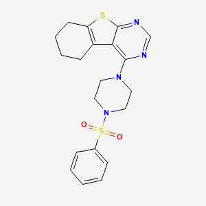 molecular formula C20H22N4O2S2 B3476547 4-[4-(phenylsulfonyl)-1-piperazinyl]-5,6,7,8-tetrahydro[1]benzothieno[2,3-d]pyrimidine 