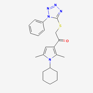 1-(1-cyclohexyl-2,5-dimethyl-1H-pyrrol-3-yl)-2-[(1-phenyl-1H-1,2,3,4-tetrazol-5-yl)sulfanyl]ethan-1-one