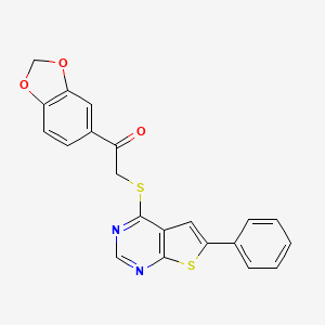 1-(1,3-Benzodioxol-5-yl)-2-[(6-phenylthieno[2,3-d]pyrimidin-4-yl)sulfanyl]ethanone